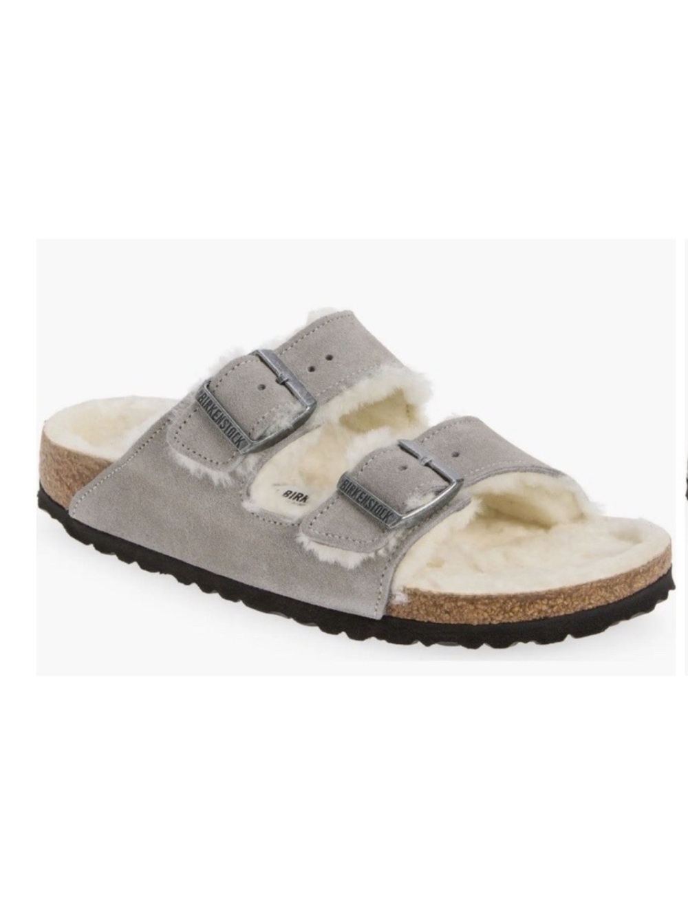 Birkenstock Arizona Shearling Sandals Women's 38 Grey Suede Slides NWOT